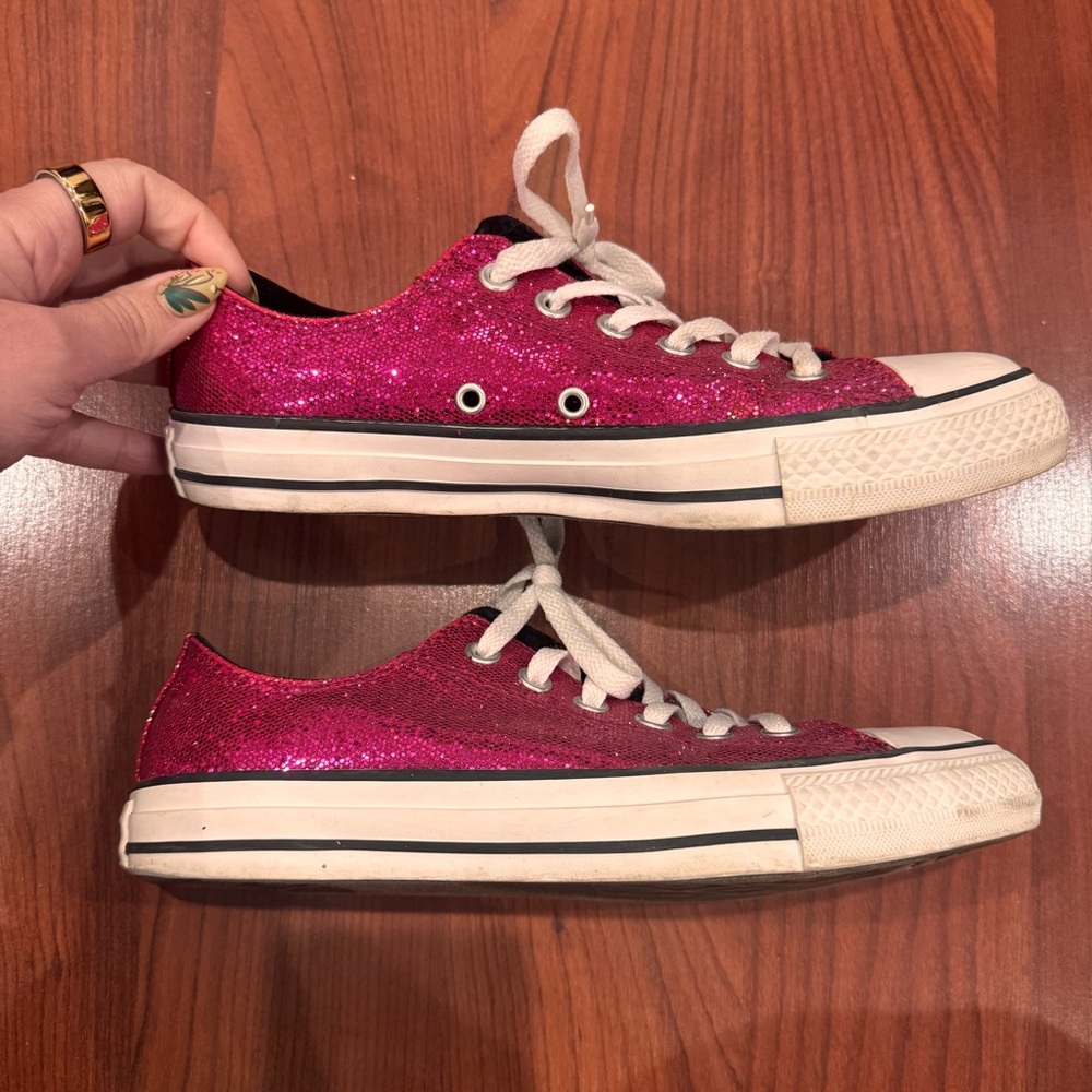 Pink Glitter Converse Sneakers size 8 - Picture 4 of 6